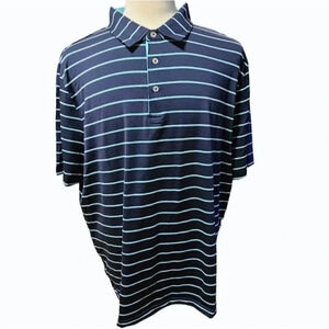 Carnoustie TECH Mens Blue Striped Short Sleeve Polo Shirt UV 50 - Size 2X EUC